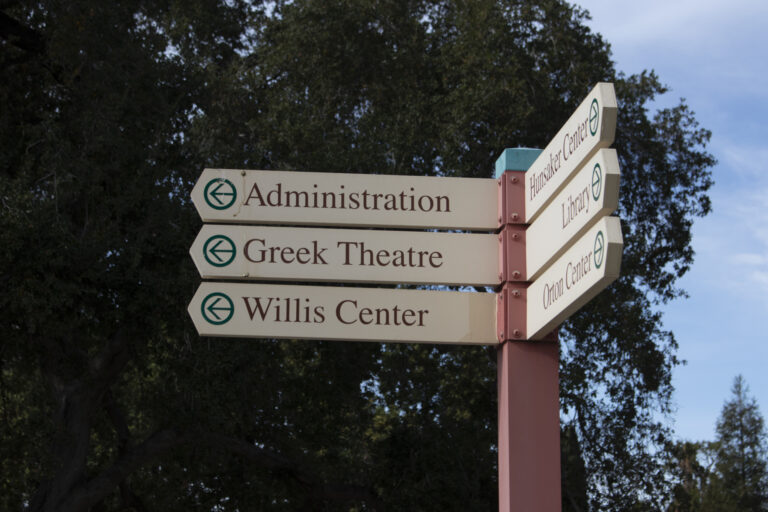 UoR Bulldog Paper Kyle Eaton Campus Sign for Administration, Greek Theatre, and Willis Center Unedited