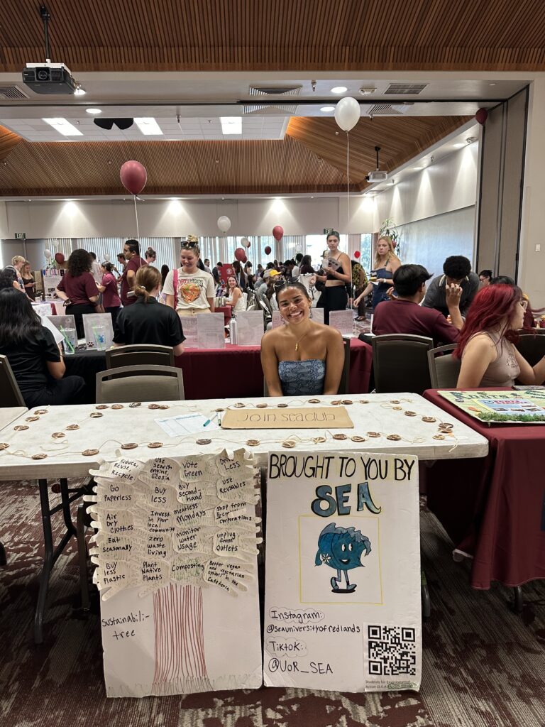 Vivian Reukauf, a senior majoring in Environmental Science, operated the SEA Club table at the Sept. 27 Involvement Fair.