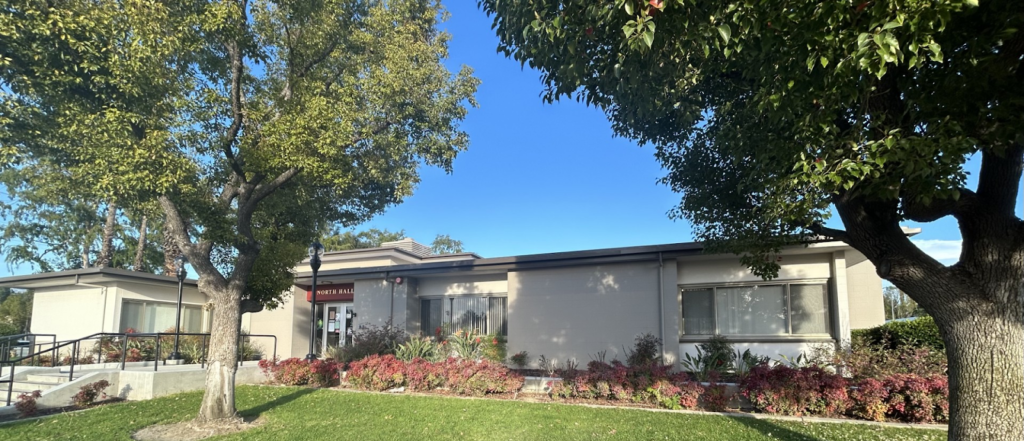 A view of the entrance to North Hall.